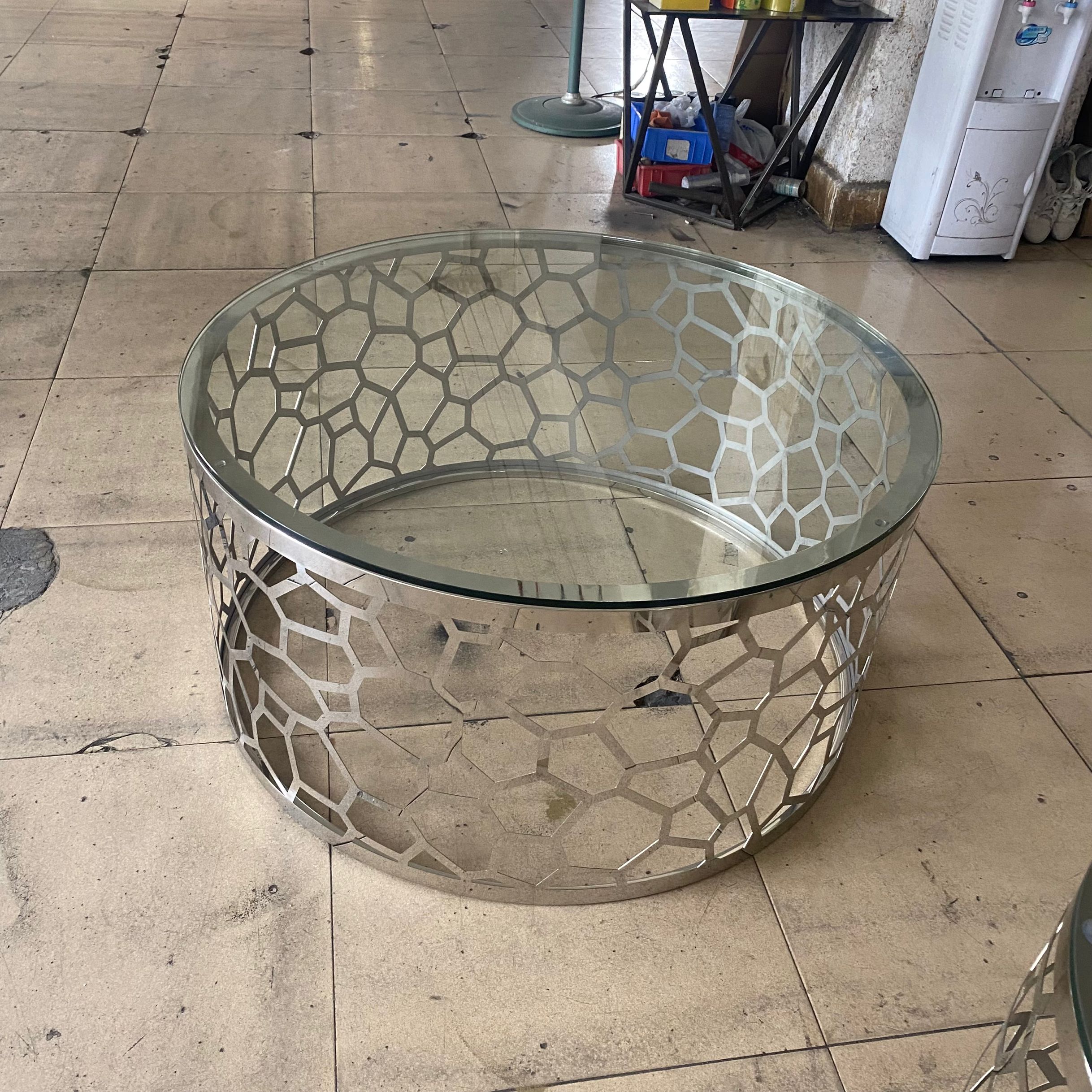 modern furniture diamond mirrored coffee table stainless steel base living room coffee table