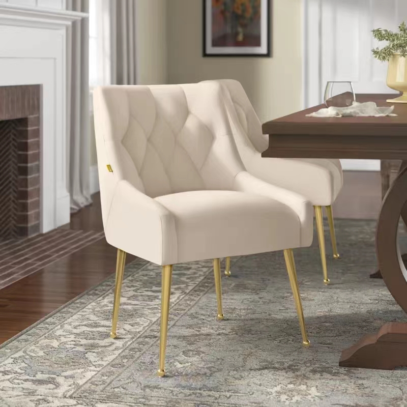 Classical design modern luxury velvet Dining Chair cafe furniture Upholstery stainless steel legs dining chair with back handle