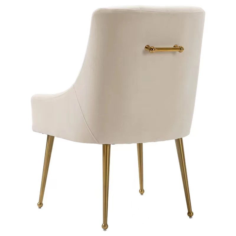Classical design modern luxury velvet Dining Chair cafe furniture Upholstery stainless steel legs dining chair with back handle