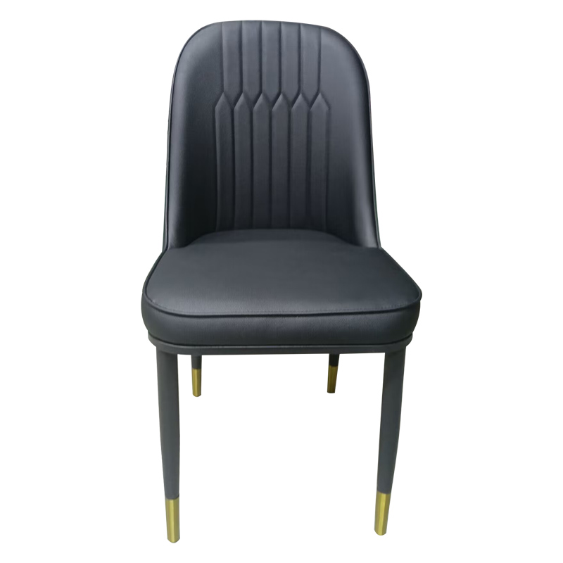Wholesale factory directly supply leather dining chairs PU restaurant chairs with metal black powder coated legs