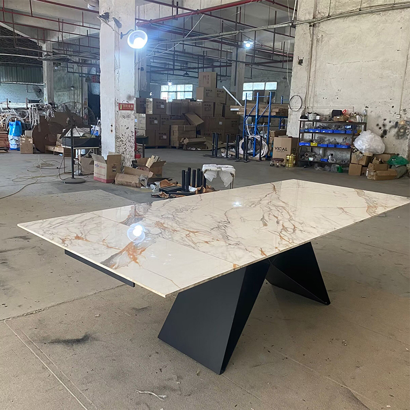 Customized factory direct supply living room Furniture Restaurant extending Dining Table extended hotel table with marble top