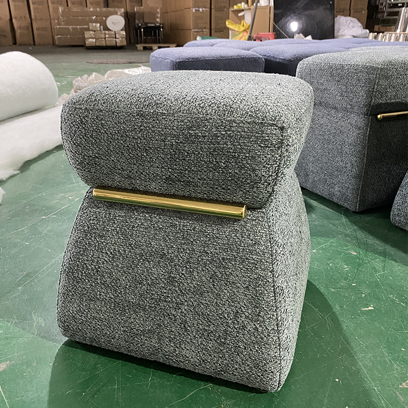 New Style fabric living room furniture square seat counter stools with stainless steel decoration soft fabric seat